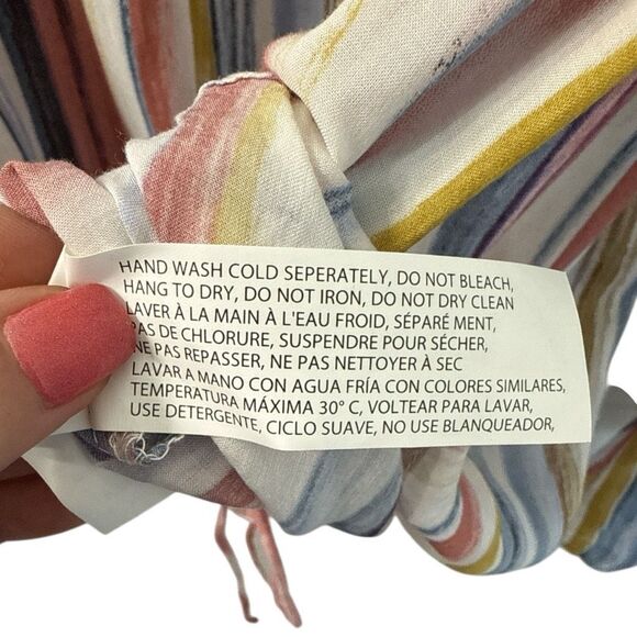 Black‎ Tape Lightweight 100% Viscose Striped Tie Bottom Top Size Small - Picture 10 of 10